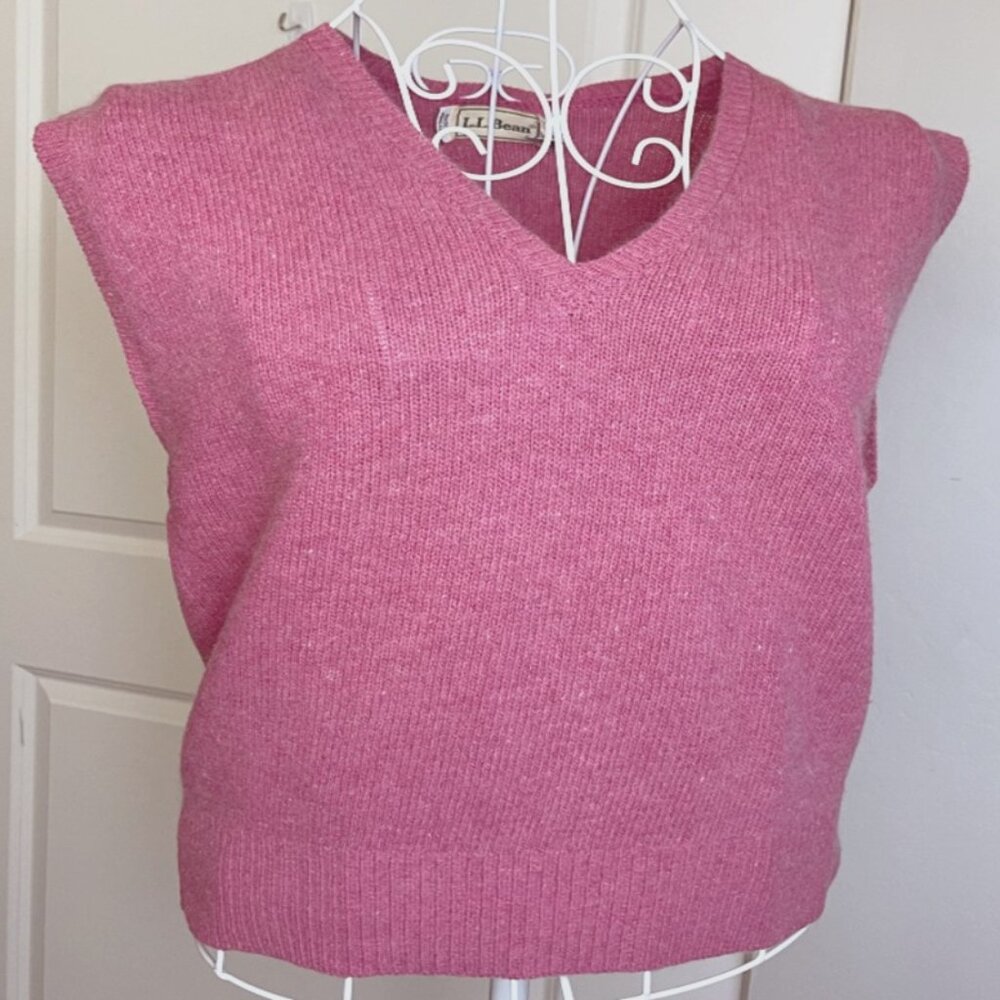LL Bean Vintage Lambswool Angora Rabbit Hair Sweater Vest | Pink | Size 38
